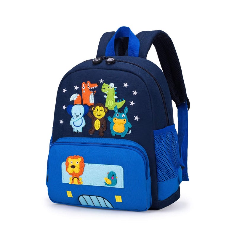 willikiva Cute Zoo Little 3d Backpack Kids Backpack for Boys and Girls Toddler Backpack Waterproof Preschool(Blue) - Image 1